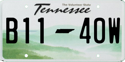 TN license plate B1140W