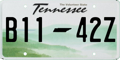 TN license plate B1142Z