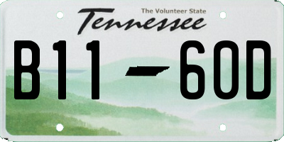 TN license plate B1160D