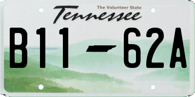 TN license plate B1162A