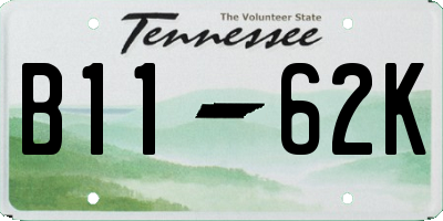 TN license plate B1162K