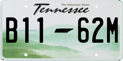 TN license plate B1162M