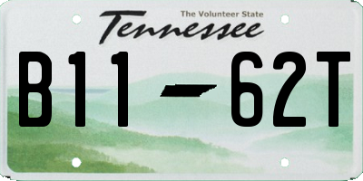 TN license plate B1162T