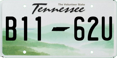 TN license plate B1162U