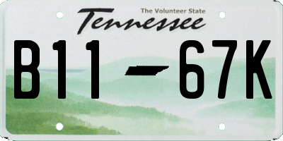 TN license plate B1167K