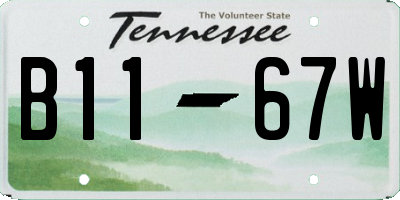 TN license plate B1167W