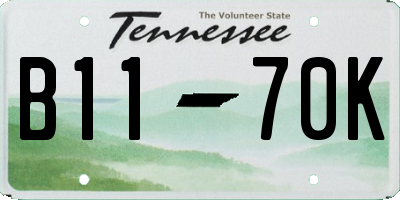 TN license plate B1170K