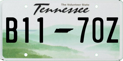 TN license plate B1170Z