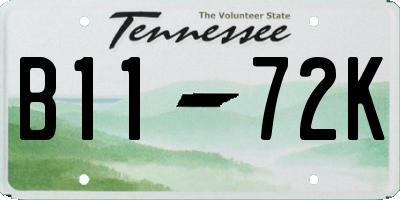 TN license plate B1172K