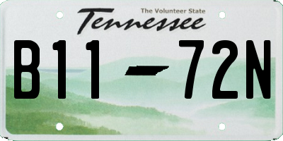 TN license plate B1172N