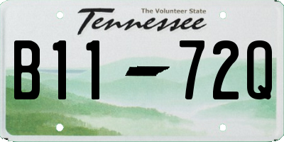 TN license plate B1172Q
