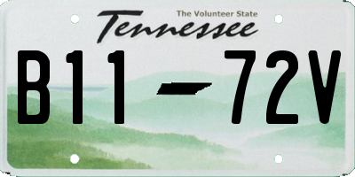 TN license plate B1172V