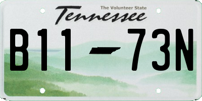 TN license plate B1173N