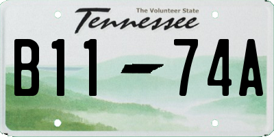 TN license plate B1174A