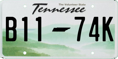 TN license plate B1174K