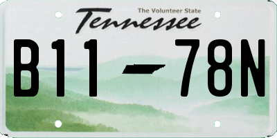 TN license plate B1178N