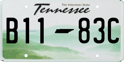 TN license plate B1183C