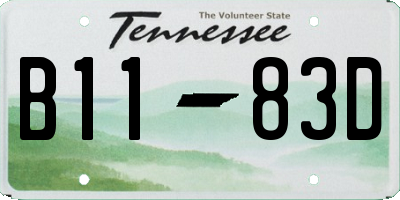 TN license plate B1183D