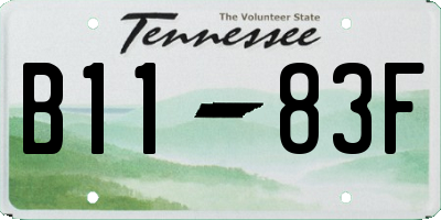 TN license plate B1183F