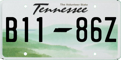 TN license plate B1186Z