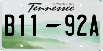 TN license plate B1192A