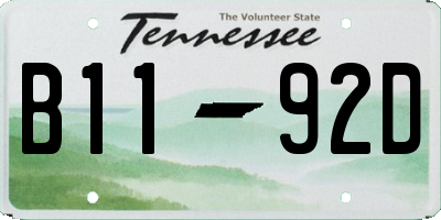 TN license plate B1192D