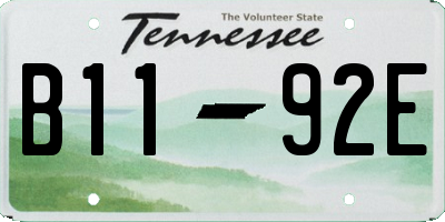 TN license plate B1192E
