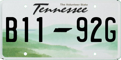 TN license plate B1192G