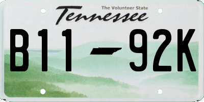 TN license plate B1192K