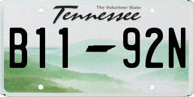 TN license plate B1192N