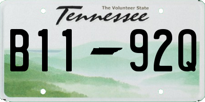 TN license plate B1192Q