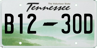 TN license plate B1230D