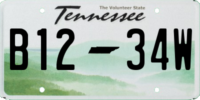 TN license plate B1234W