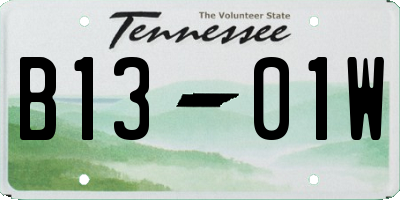 TN license plate B1301W