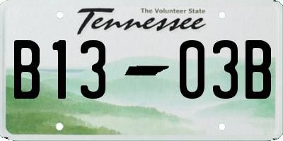 TN license plate B1303B