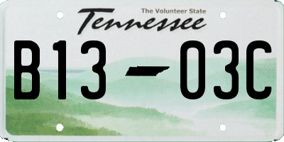 TN license plate B1303C