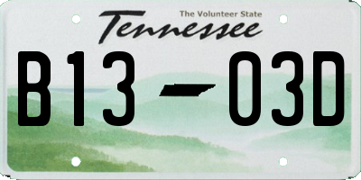 TN license plate B1303D