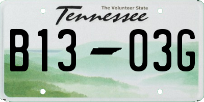 TN license plate B1303G