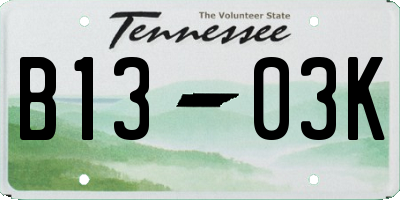TN license plate B1303K
