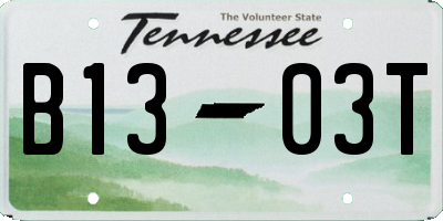 TN license plate B1303T