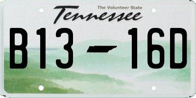 TN license plate B1316D
