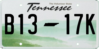 TN license plate B1317K