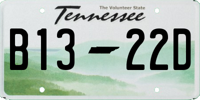 TN license plate B1322D