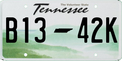 TN license plate B1342K