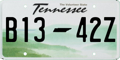 TN license plate B1342Z