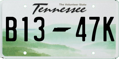TN license plate B1347K