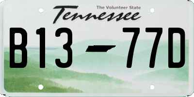 TN license plate B1377D