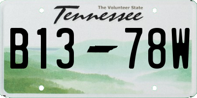 TN license plate B1378W