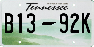 TN license plate B1392K