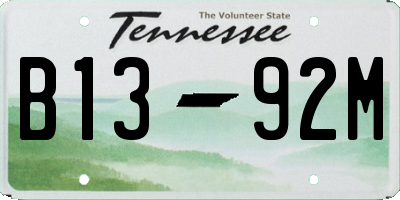 TN license plate B1392M